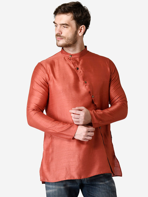 

TABARD Men Pink Solid Straight Kurta