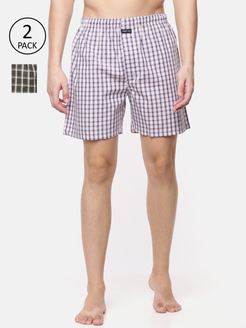 

Force NXT Men Pack Of 2 Checked Boxers, Olive