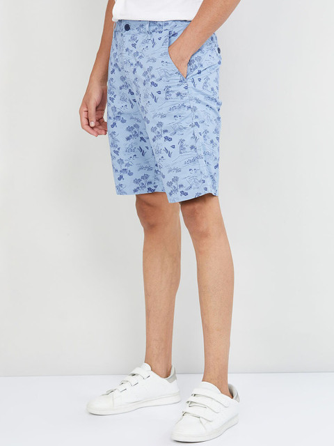 

max Men Blue Printed Regular Fit Regular Shorts