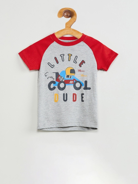 

max Boys Grey Printed Round Neck T-shirt