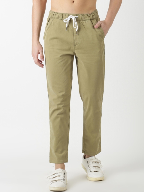 

Blue Saint Men Khaki Brown Slim Fit Solid Regular Trousers