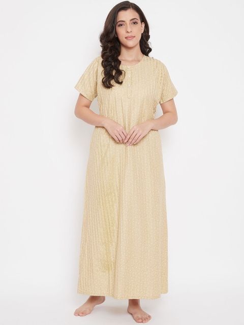 

The Kaftan Company Beige Printed Nightdress