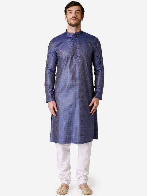 

TABARD Men Navy Blue Solid Straight Kurta