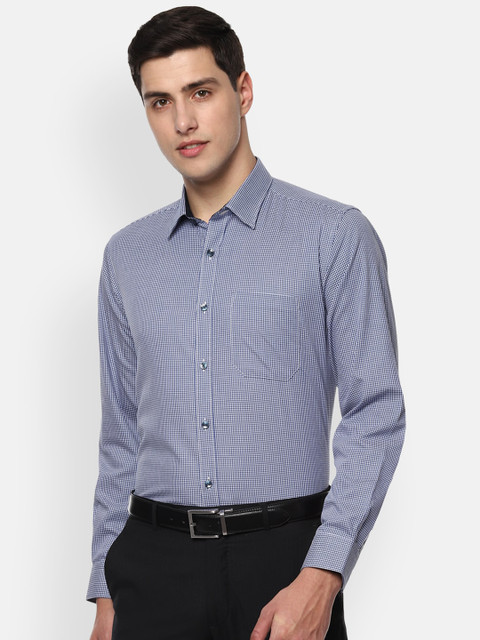 

Louis Philippe Men Blue Slim Fit Checked Formal Shirt