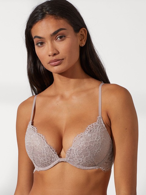 

H&M Women Grey Solid Lace Push-Up Bra