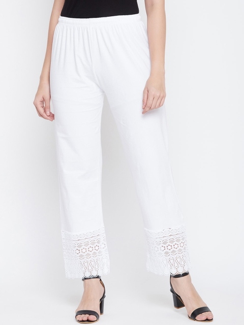 

Castle Women White Hem Design Straight Palazzos