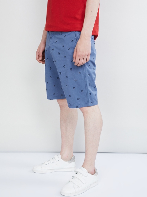 

max Men Blue Printed Regular Shorts
