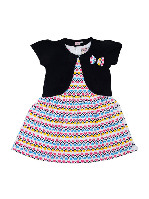 

POMY & JINNY Girls Black & Blue Printed Fit and Flare Dress