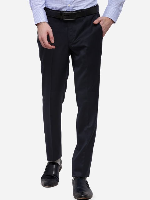 

JADE BLUE Men Blue Skinny Fit Solid Formal Trousers