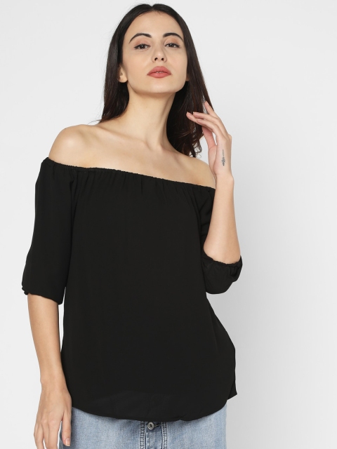 

Deal Jeans Women Black Solid Bardot Top