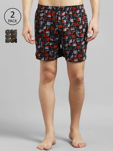 

Kotty Men Pack Of 2 Printed Boxers KTT2PCMENSBOXERSET40S, Black