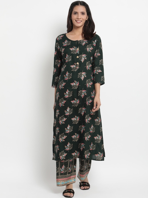 

Prakhya Women Green Printed Kurta with Palazzos