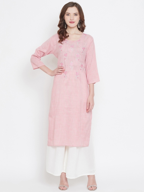

Castle Women Pink Embroidered Straight Kurta