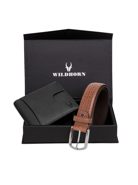 

WildHorn Men Black & Brown Genuine Leather Accessory Gift Set