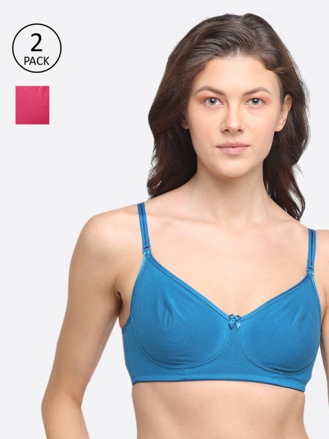 

DIXCY SCOTT Slimz Blue & Pink Solid Non-Wired Non Padded Everyday Bra