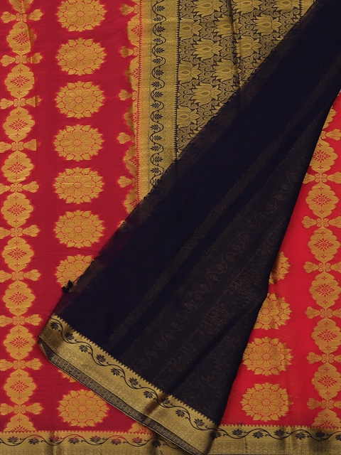 

Pothys Pink & Gold-Toned Poly Georgette Woven Design Saree