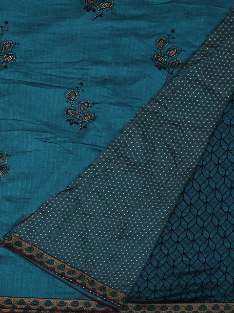 

Pothys Blue Embroidered Jute Silk Saree