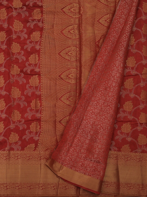 

Pothys Rust Red & Gold Jute Silk Woven Design Saree