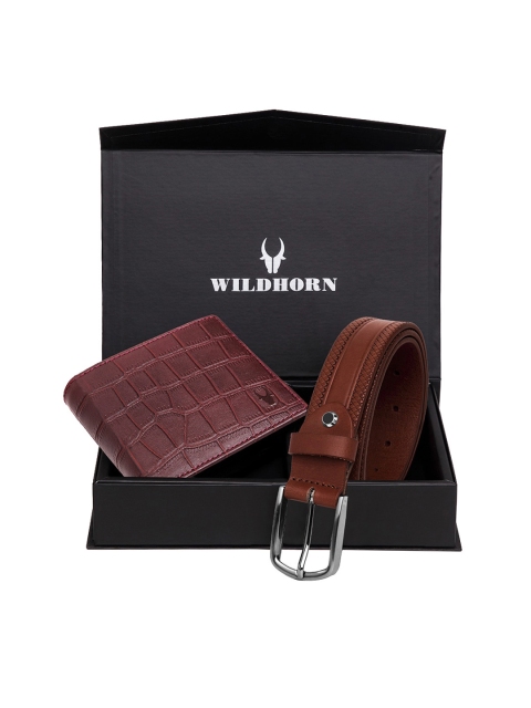 

WildHorn Men Maroon & Brown RFID Protected Genuine Leather Accessory Gift Set
