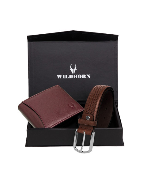 

WildHorn Men Brown RFID Protected Genuine Leather Accessory Gift Set