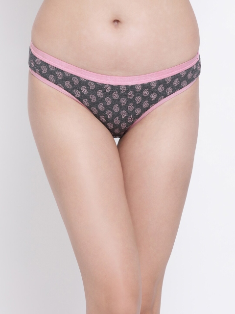 

Clovia Women Grey and Pink Printed Bikini Briefs PN3344D05XXL
