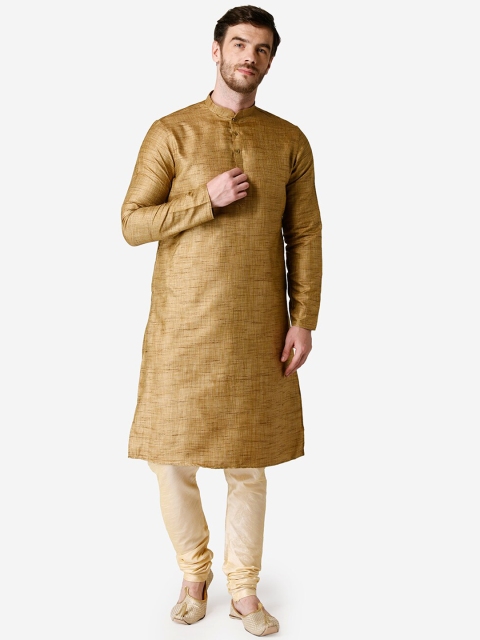 

TABARD Men Beige & Cream-Coloured Self Design Kurta with Pyjamas