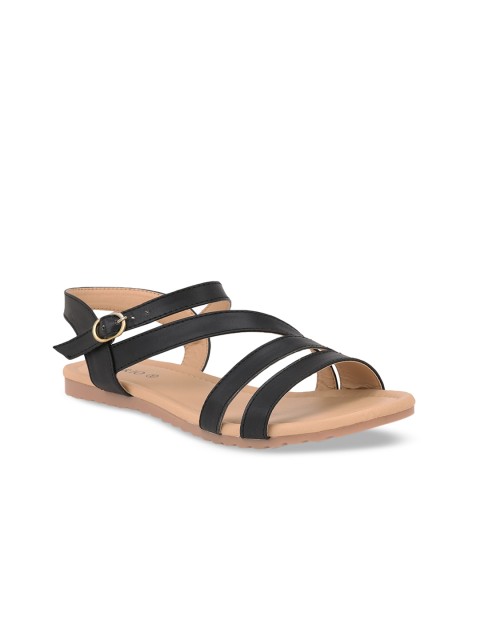 

SALARIO Women Black Solid PU Open Toe Flats