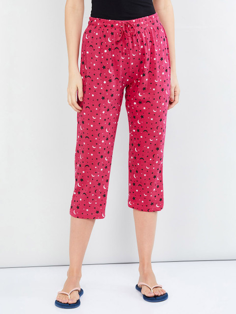 

MAX Printed Knitted Lounge Capris, Fuchsia