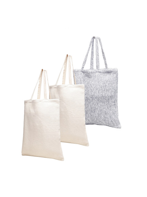

KLOTTHE Set Of 3 Off-White & Grey Solid Tote Bag