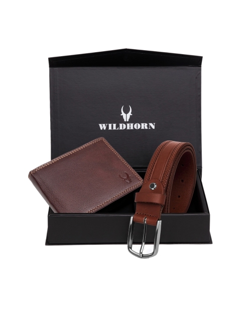 

WildHorn Men Maroon & Brown RFID Protected Genuine Leather Accessory Gift Set