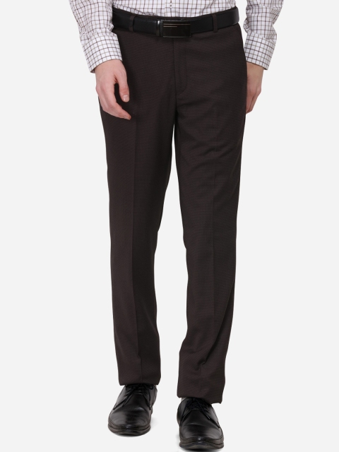 

JB STUDIO Men Brown Slim Fit Solid Formal Trousers