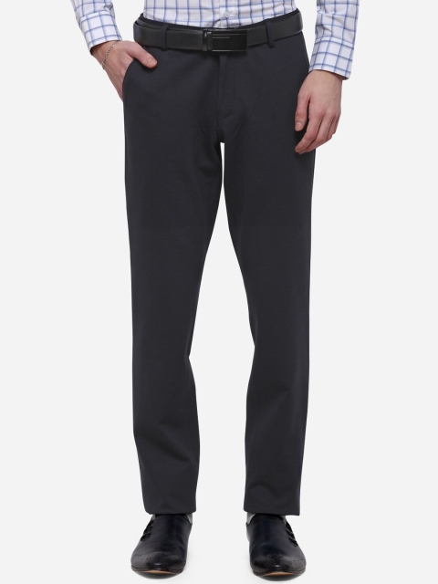 

JB STUDIO Men Navy Blue Slim Fit Solid Formal Trousers