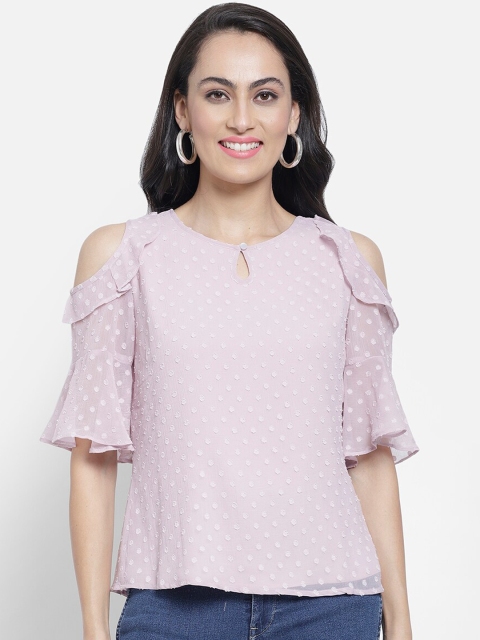 

NIXX Women Lavender Self Design A-Line Top