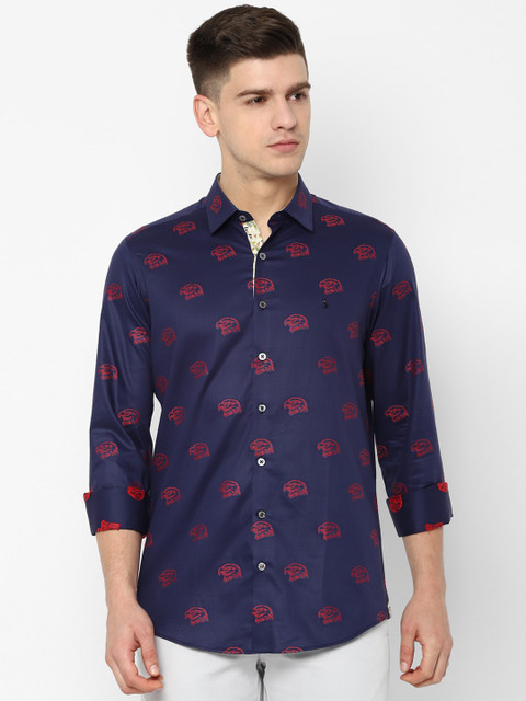 

SIMON CARTER LONDON Men Navy Blue & Red Regular Fit Printed Casual Shirt