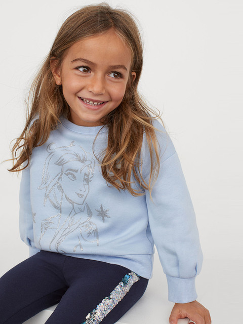 

H&M Girls Blue Printed Sweatshirt