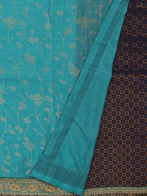

Pothys Blue Printed Poly Georgette Saree