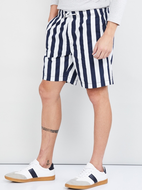 

max Men White Striped Regular Fit Regular Shorts