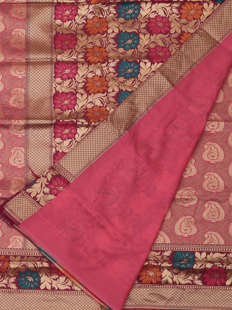 

Pothys Pink Woven Design Jute Silk Saree