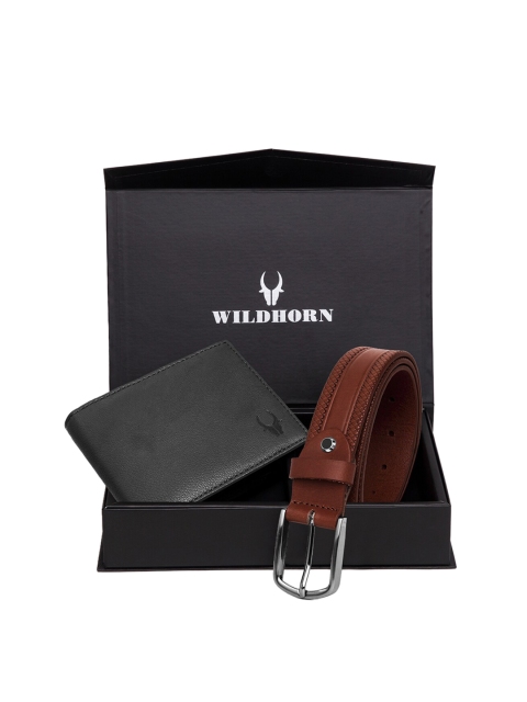

WildHorn Men Black & Brown RFID Protected Genuine Leather Accessory Gift Set