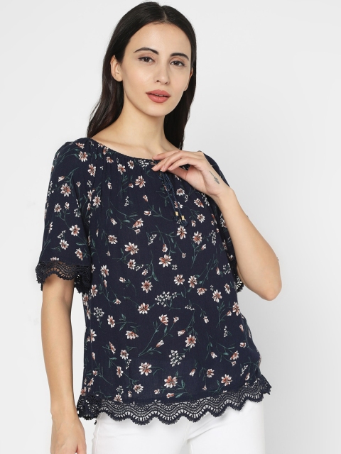 

Deal Jeans Women Navy Blue Printed Top