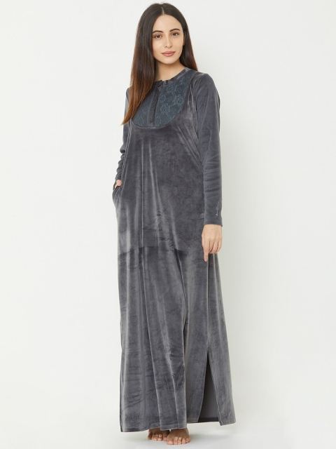 

Sweet Dreams Charcoal Grey Solid Nightdress