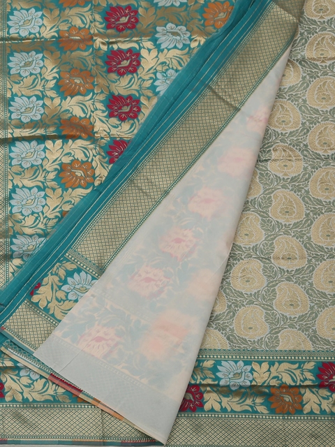 

Pothys Green & Beige Jute Silk Woven Design Saree