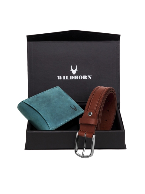 

WildHorn Men Blue & Brown Genuine Leather Accessory Gift Set