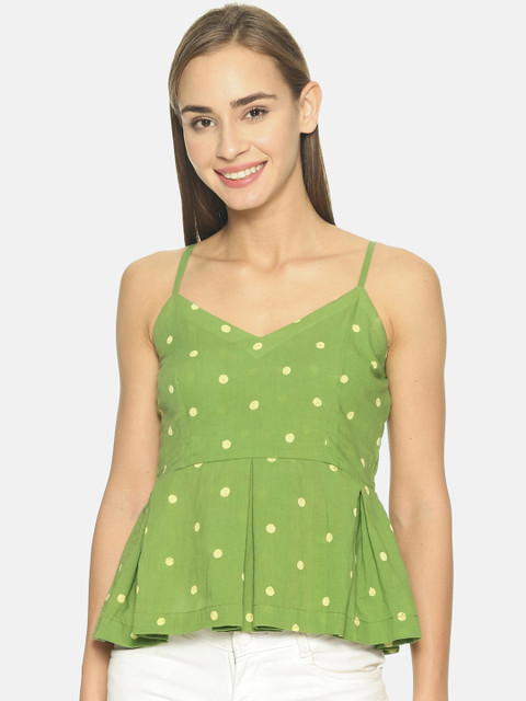 

NANGALIA RUCHIRA Women Green Printed Peplum Top