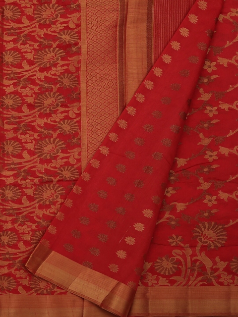 

Pothys Red & Gold Jute Silk Woven Design Saree