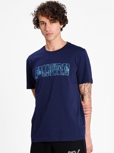 

Puma Men Blue Printed Round Neck T-shirt