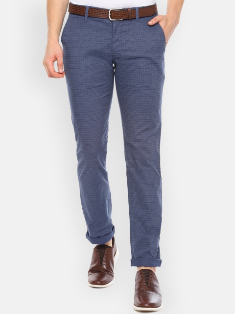 

Louis Philippe Sport Men Blue Slim Fit Checked Regular Trousers