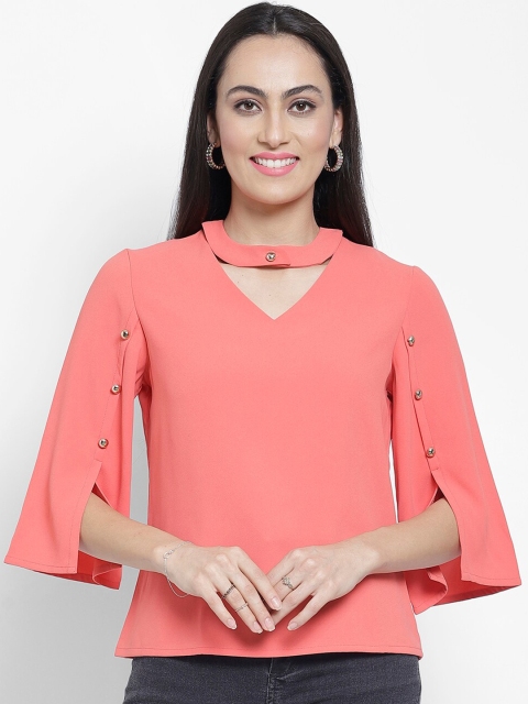 

NIXX Women Peach-Coloured Solid Top