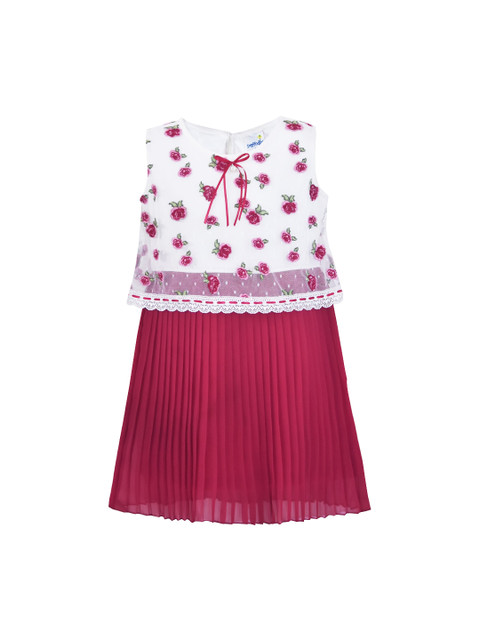 

Daffodils GIRLS WEAR Girls Burgundy Printed Fit and Flare Dress
