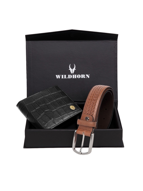 

WildHorn Men Black & Brown RFID Protected Genuine Leather Accessory Gift Set